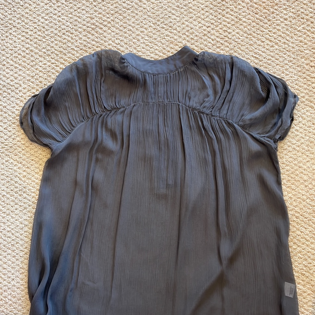Gorgeous Chiffon Blouse Zipper Back Bell Pleated Sleeves